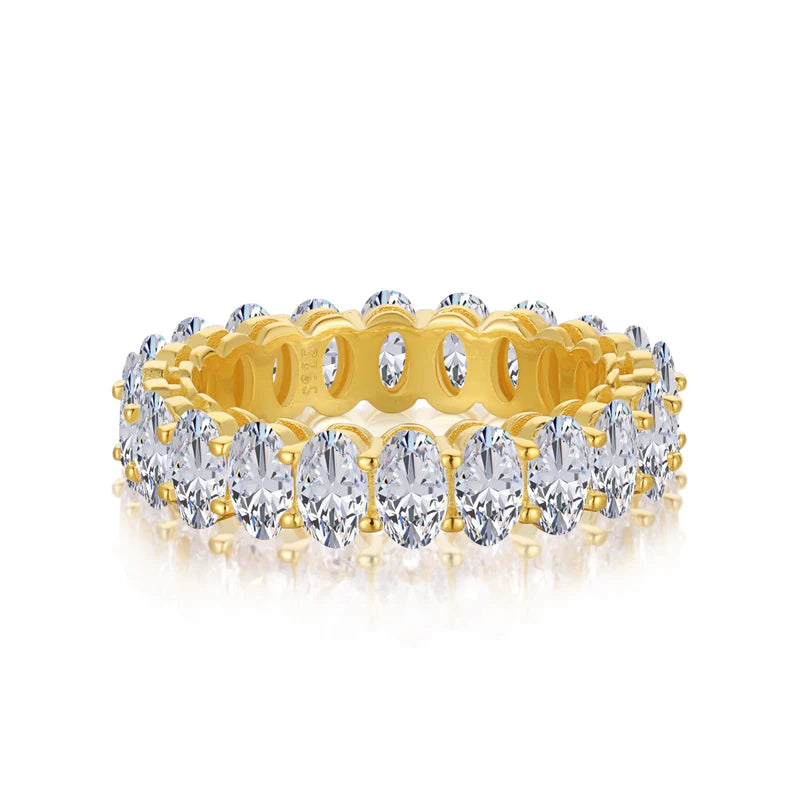 Alliance Éternité "Ovale Royal" – Argent Rhodié & Zirconiums 5A