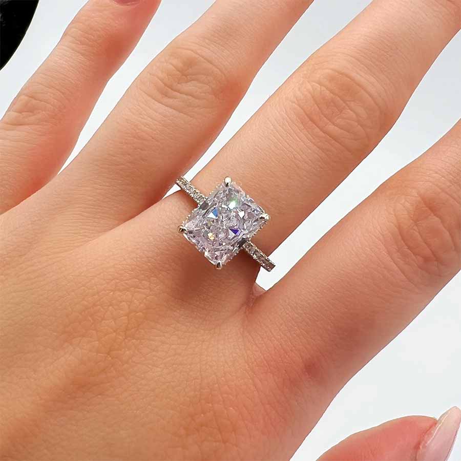 Solitaire Taille Radiant "Majesté" – Or 18K & Zirconium 8A