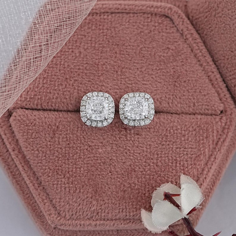 Boucles d'oreilles percées carrées diamant blanc de luxe 💎