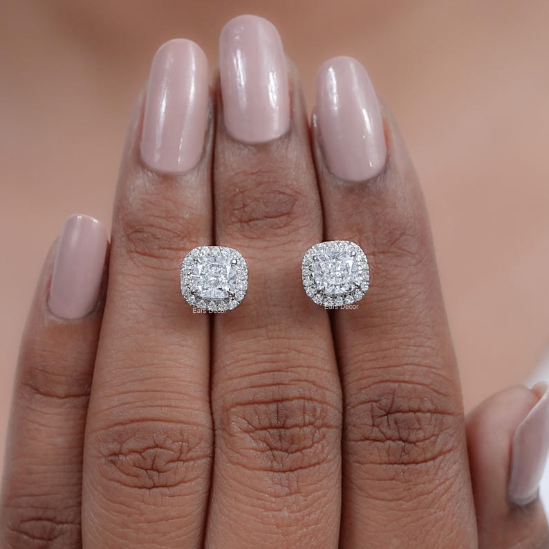 Boucles d'oreilles percées carrées diamant blanc de luxe 💎