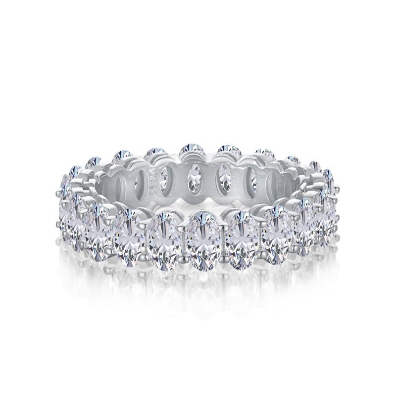 Alliance Éternité "Ovale Royal" – Argent Rhodié & Zirconiums 5A