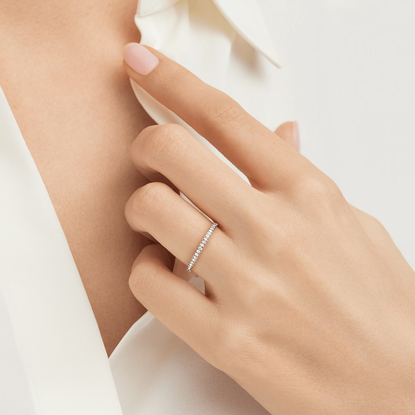 Alliance Éternité en Argent Rhodié Or Blanc – Éclat Diamant Zirconium