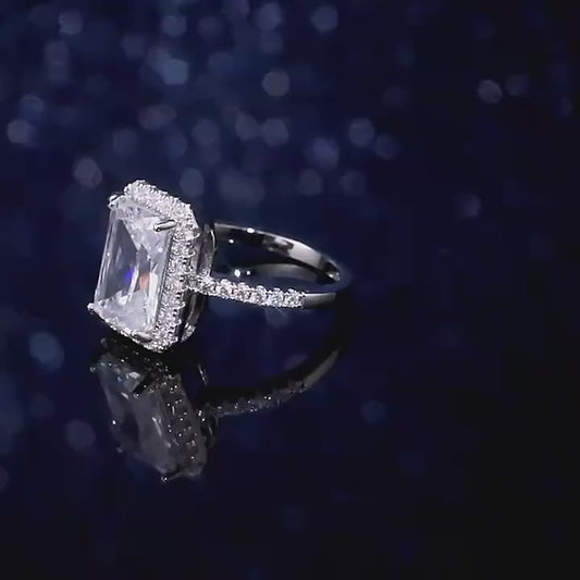 Bague de mariage en diamant baguette à 4 griffes pour femme