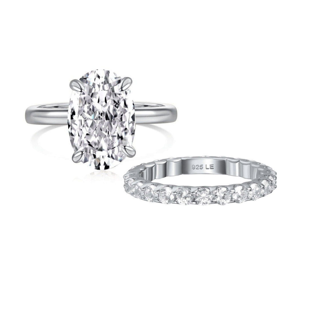 Ensemble Nuptial "Éclat Intemporel" – Solitaire Oval & Alliance Éternité